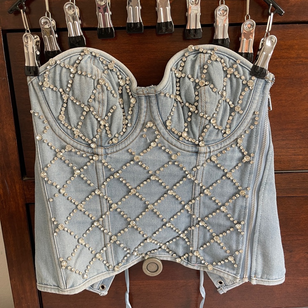 AKIRA Light Blue Denim Corset